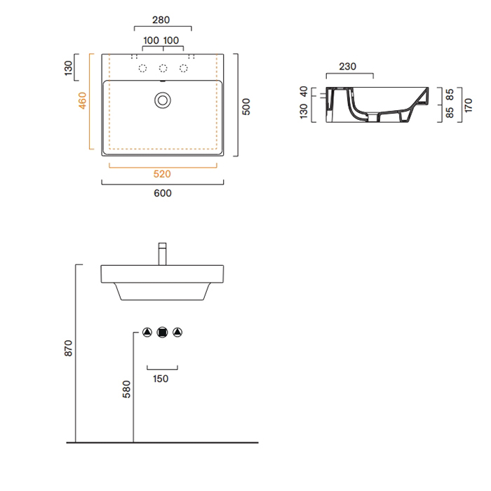 Раковина Catalano Zero 120601001 60x50 см с 1 отверстием цвет белый глянцевый ФОТО