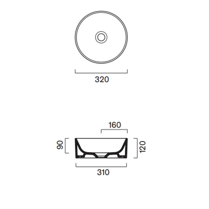 Раковина Catalano Zero 122320001 32 см накладная без отверстий цвет белый глянцевый ФОТО