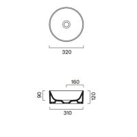 Раковина Catalano Zero 122320001 32 см накладная без отверстий цвет белый глянцевый схема 2