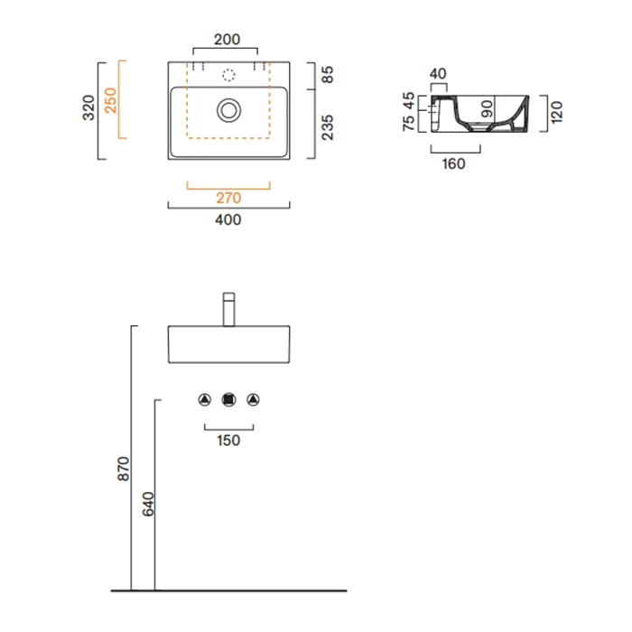 Раковина Catalano Premium 220421022 40x32 см с 1 отверстием цвет черный матовый ФОТО