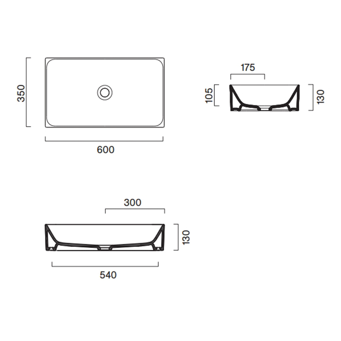 Раковина Catalano Premium 222600023 60x35 см накладная без отверстий цвет Cemento Satinato ФОТО