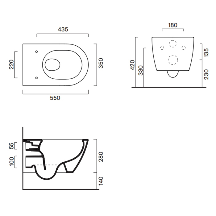 Унитаз подвесной Catalano Sfera 511650001 55x35см безободковый смыв Tornado покрытие Cataglaze+ цвет: белый глянцевый ФОТО