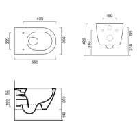 Унитаз подвесной Catalano Sfera 511650001 55x35см безободковый смыв Tornado покрытие Cataglaze+ цвет: белый глянцевый схема 2
