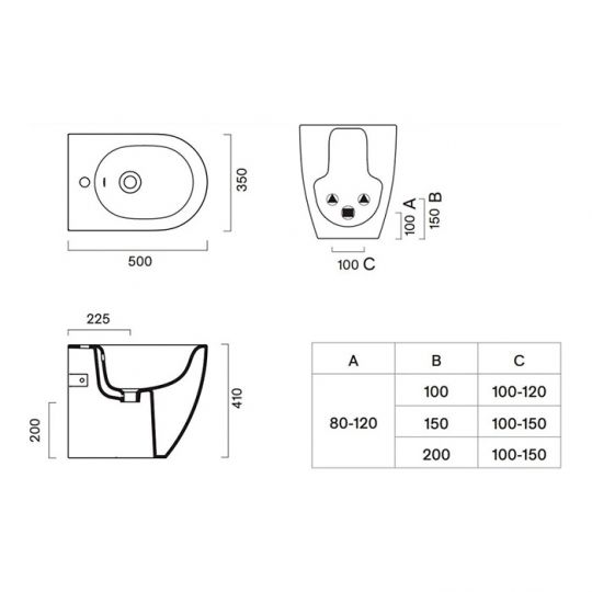 Биде напольное Catalano SFERA 50x35 см без крепежа цвет белый глянцевый 519501001 схема 2