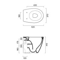 Унитаз напольный Catalano Italy 712520001 52x37 см безободковый универс.слив смыв Tornado покрытие Cataglaze+ без крепежа цвет белый глянцевый 712520001 схема 2