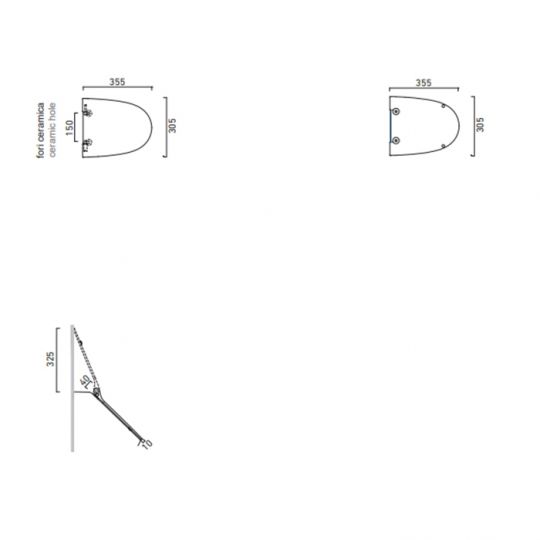 Белая крышка для писсуара Catalano Comfort 951600001 с микролифтом схема 2 Белая крышка для писсуара Catalano Comfort 951600001 с микролифтом схема 2