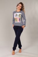 Женский домашний костюм с брюками 68 [черно-белый]