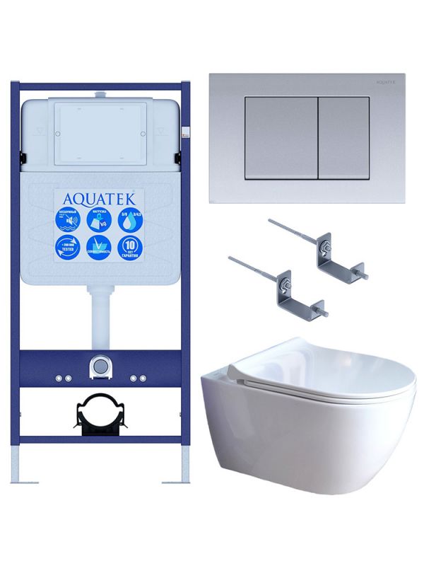 Комплект инсталляции с  подвесным унитазом и клавишей Aquatek SET AQUATEK ПОЛАРИС-01-011 4в1