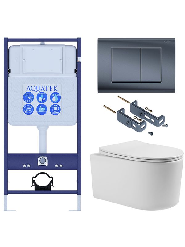 Комплект инсталляции с  подвесным унитазом и клавишей Aquatek SET AQUATEK МИЯ Т-033 4в1