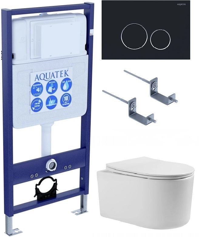 Комплект инсталляции с  подвесным унитазом и клавишей Aquatek SET AQUATEK МИЯ-020 4в1