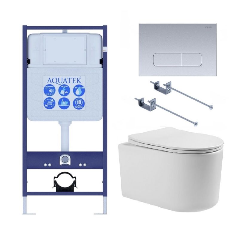 Комплект инсталляции с  подвесным унитазом и клавишей Aquatek SET AQUATEK МИЯ-014 4в1