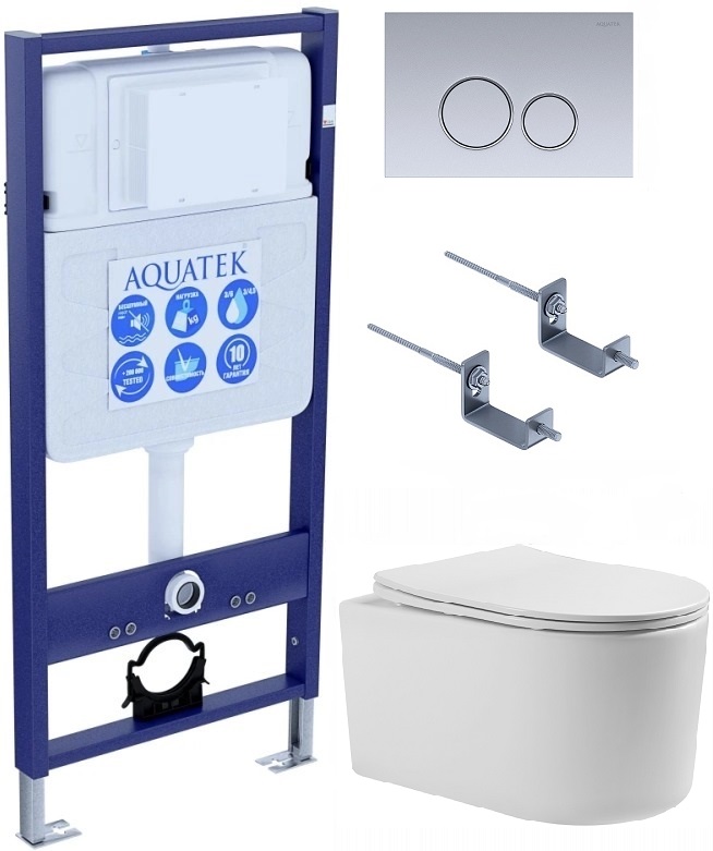 Комплект инсталляции с  подвесным унитазом и клавишей Aquatek SET AQUATEK МИЯ-019 4в1