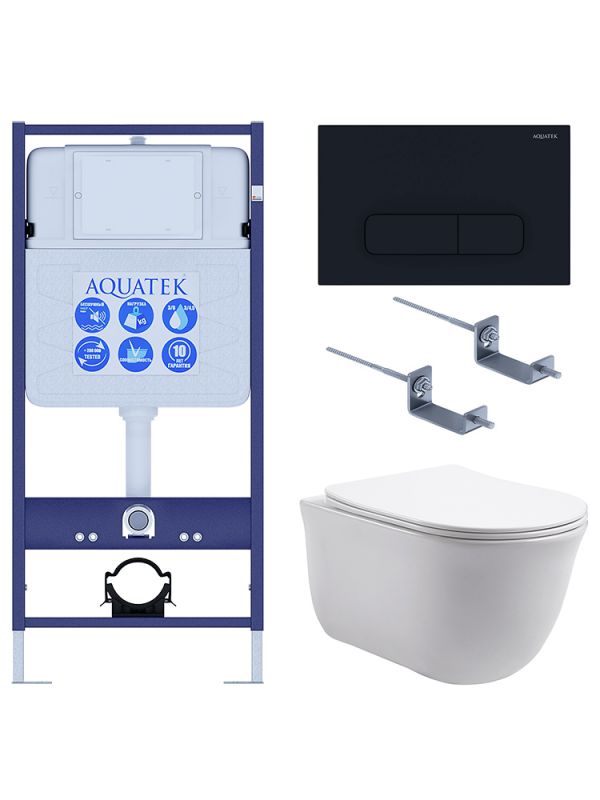 Комплект инсталляции с  подвесным унитазом и клавишей Aquatek SET AQUATEK КЛАССИК-017 4в1