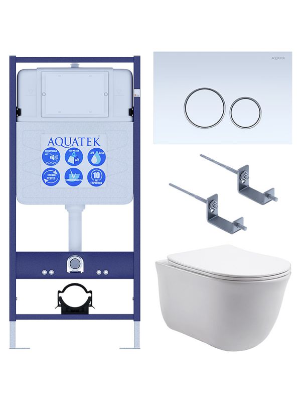 Комплект инсталляции с  подвесным унитазом и клавишей Aquatek SET AQUATEK КЛАССИК-015 4в1
