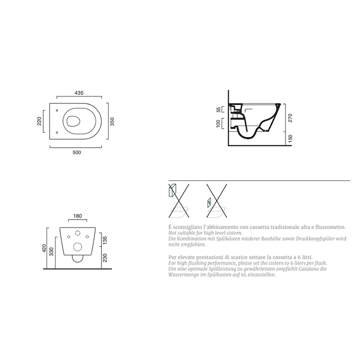 Catalano унитаз подвесной Zero 111500001 50х35 см цвет белый глянцевый ФОТО
