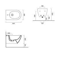 Биде подвесное Catalano SFERA 518441001 54х35см с 1 отв. цвет белый глянцевый схема 2