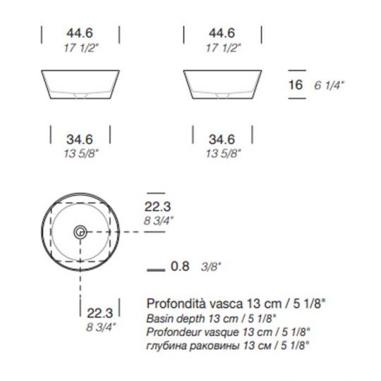 Раковина накладная NOORTH Milldue edition AZUMA 45 44,6х44,6х16 см из CRISTALPLANT цвет белый матовый схема 2
