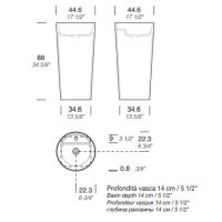 Раковина напольная NOORTH Milldue edition AZUMA 88 44х44x88 см из CRISTALPLANT слив в пол, 1 отв для смесителя, цвет белый матовый схема 2