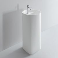 Раковина напольная NOORTH Milldue edition AZUMA 88 44х44x88 см из CRISTALPLANT слив в стену, 1 отв для смесителя, цвет белый матовый схема 1