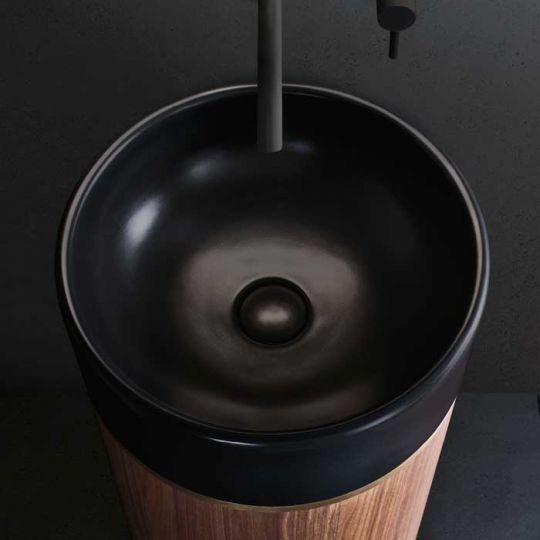 Раковина напольная NOORTH Milldue edition ROMA II 53х53x88 см слив в пол, основ Rovere nero, корп Noce Canaletto, вставк Oro раков Nero opaco схема 2 Раковина напольная NOORTH Milldue edition ROMA II 53х53x88 см слив в пол, основ Rovere nero, корп Noce Canaletto, вставк Oro раков Nero opaco схема 2