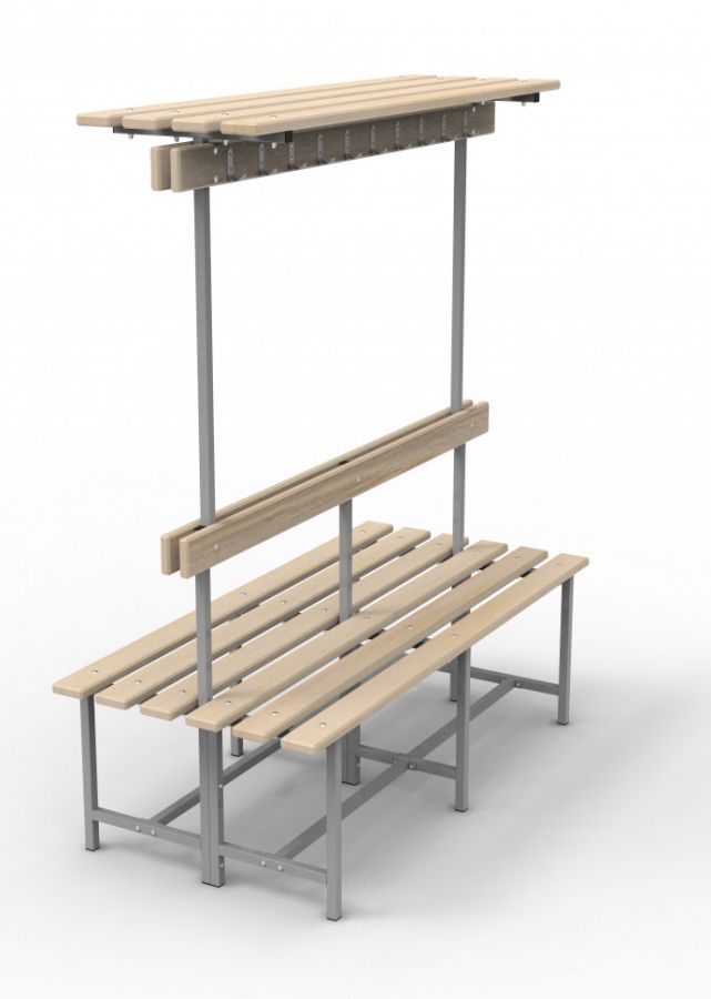 Скамья СВТ-8(2) (двойная, с крючками, полкой) Скамья СВТ-8(2) (двойная, с крючками, полкой)
