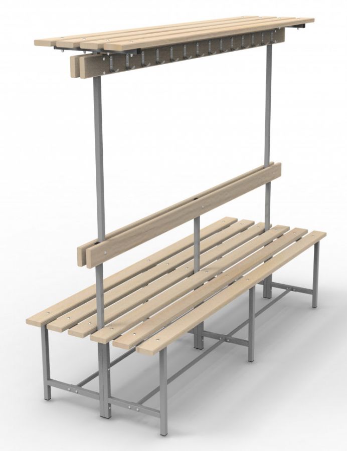 Скамья СВТ-9(2) (двойная, с крючками, полкой)