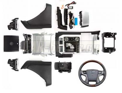 Обновление салона Toyota land Cruiser 200 2007-2015 в рестайлинг 2016+, темный, + руль (ZF-9001)