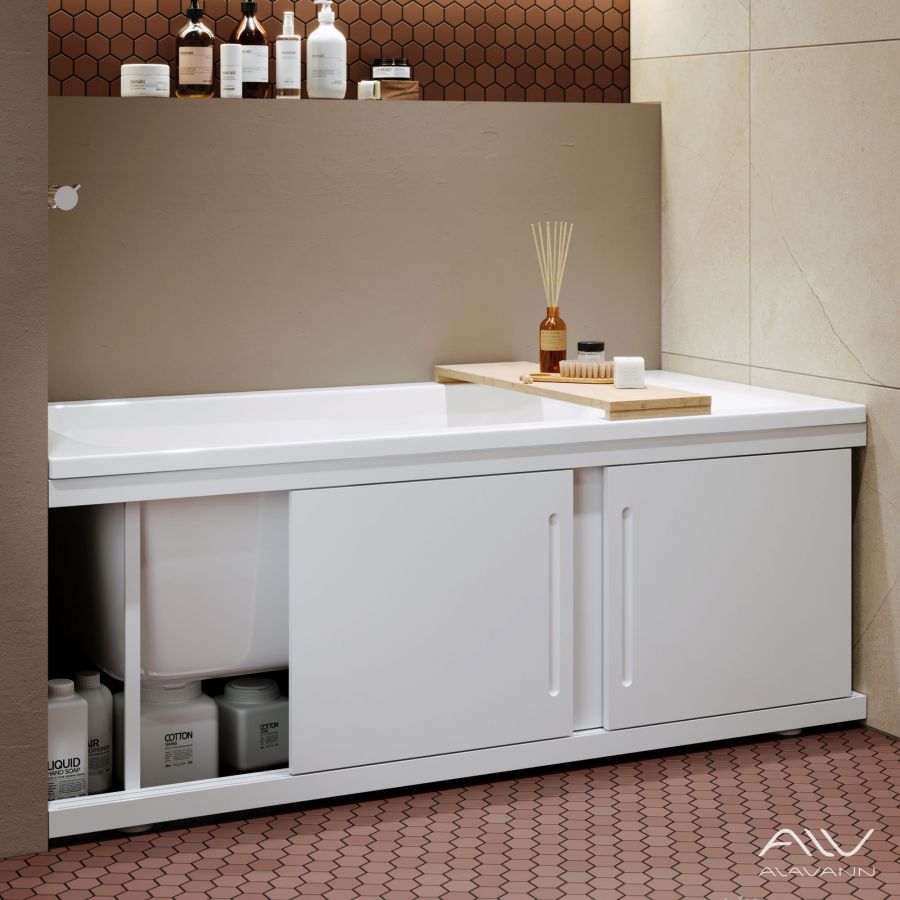 Экран под ванну Alt 170 раздвижной МДФ белый