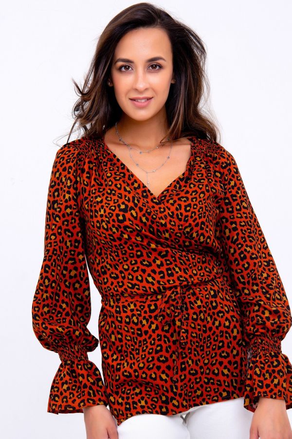 Блузка женская 319BRN [леопард коричневый]