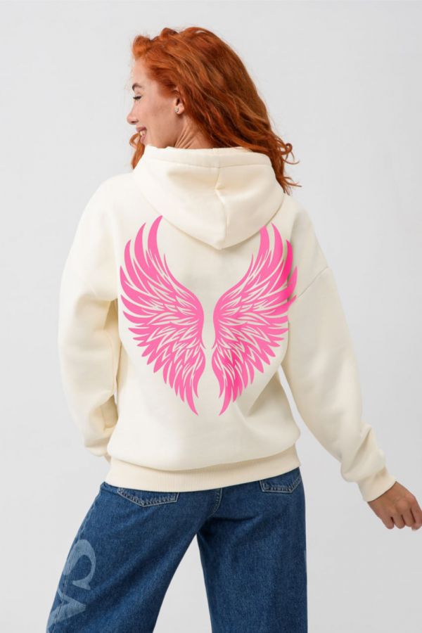 8578 толстовка женская оверсайз [молочный+ангел]