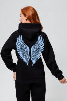 8578 толстовка женская оверсайз [черный+ангел]