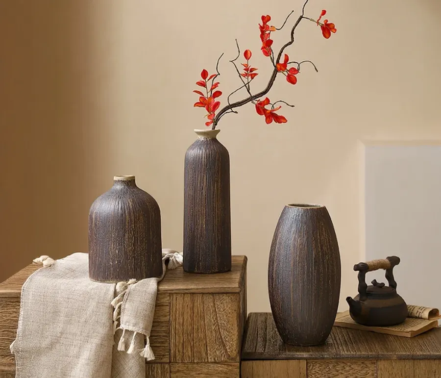 Ваза керамическая водонепроницаемая, цвет коричневый