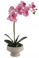 Искусственная орхидея в керамическом горшке, высота 46 см, цвет фуксия, количество соцветий 1