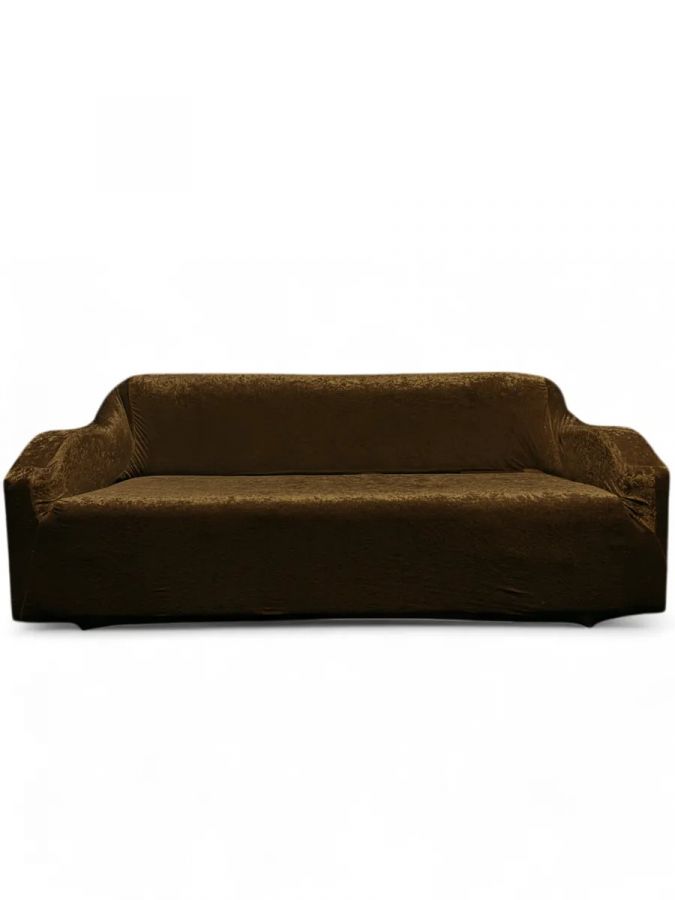 Чехол на 3-х местный диван  без оборки Королевский Велюр ,  шоколадный