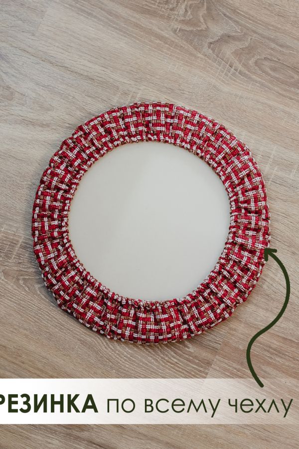 Набор сидушек на круглый табурет 4 шт Плетенка черный [красный]