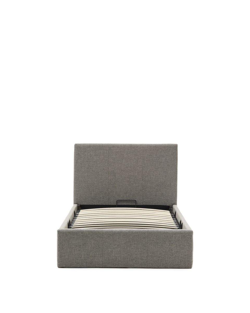 Nahiri Мягкая серая пуф-кровать для матраса 90 x 200 см