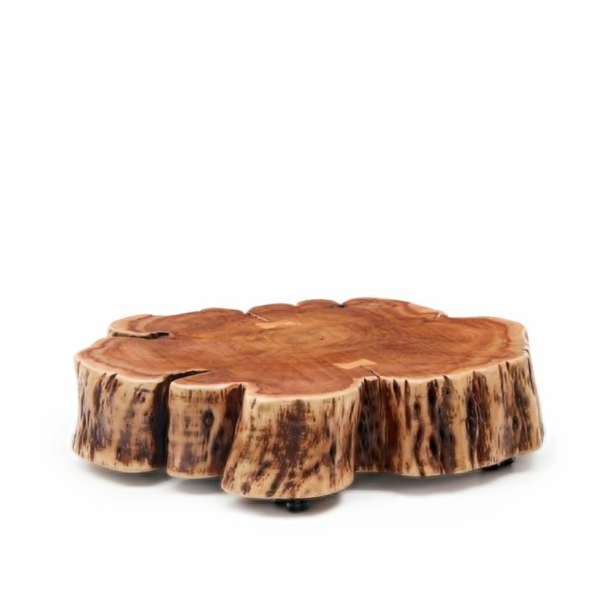 Журнальный столик Tavine из массива акации с выбеленной отделкой, с колесами 85 см