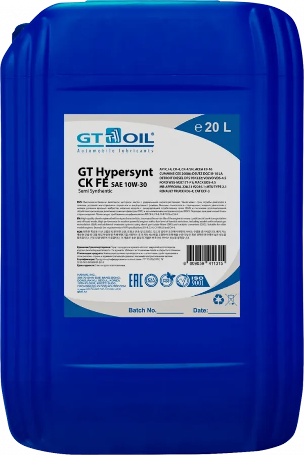 GT OIL Hypersynt CK FE 10W-30, 20л