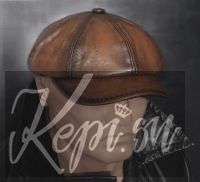 Кепка кожаная Камбэк восьмиклинка, шапка хулиганка