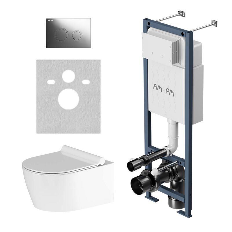 Инсталляция Damixa ErgoFit с клав L глянц хром с подвесным унитазом Jupiter IS110151.DX77C1700