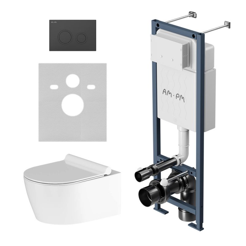 Инсталляция Damixa ErgoFi с клав L черн мат с подвесным унитазом Jupiter IS110138.DX77C1700