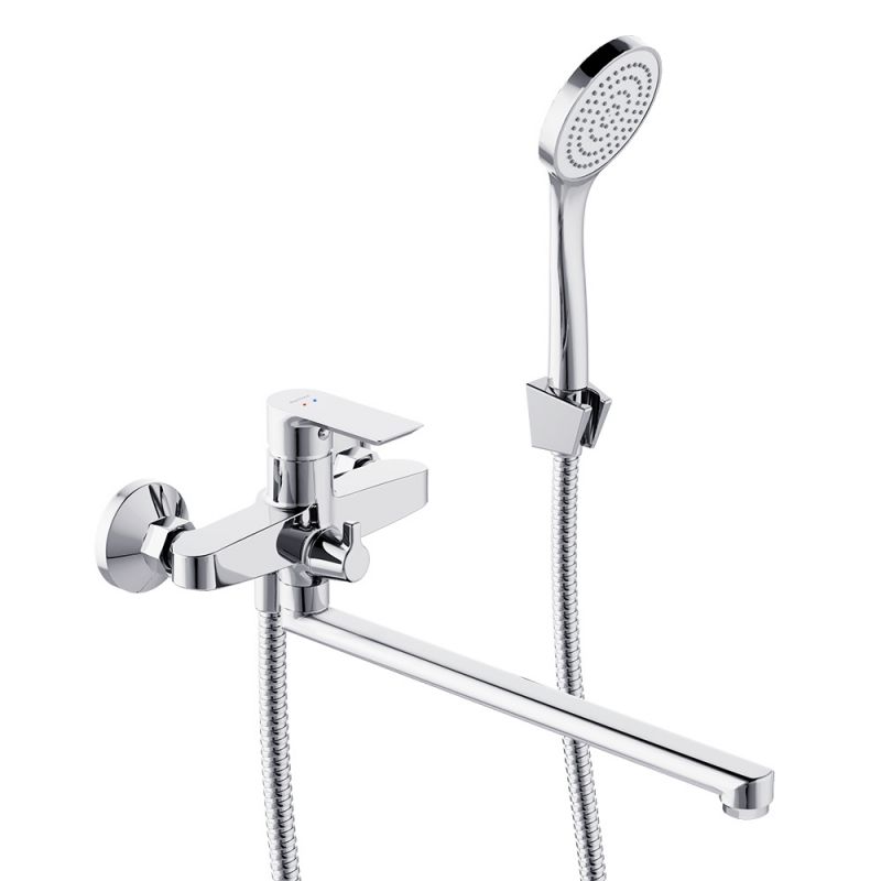 Смеситель для ванной и душа с длинным изливом и душевым набором Damixa Apollo 479500000, хром
