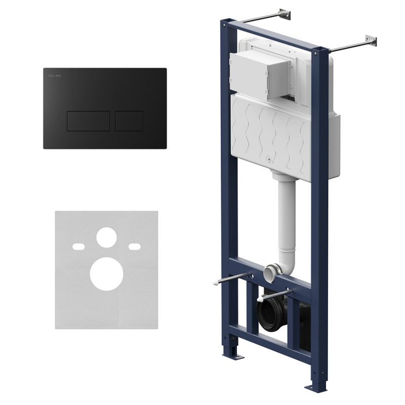 Инсталляция AM.PM I012704.7038 Pro для подвесного унитаза с пневматич клавишей Pro S пластик, чёрн матовый