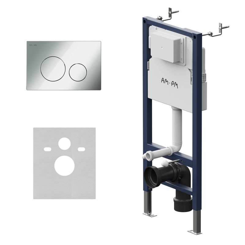 Инсталляция для подвесного унитаза AM.PM с клавишей PrimeFit L, хром глянц I012709.0151