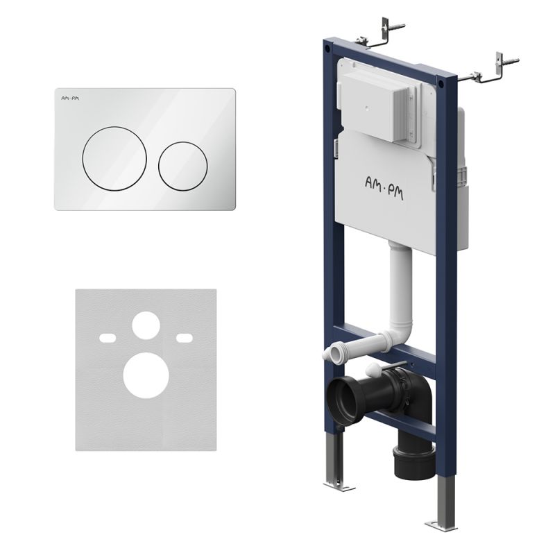 Инсталляция для подвесного унитаза AM.PM с клавишей PrimeFit L, бел глянц I012709.0101