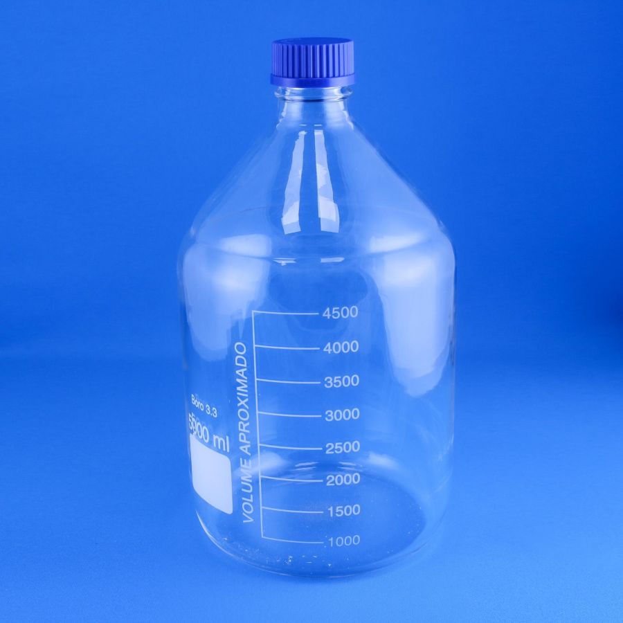 Банка для реактивов Labdevices GL45, 5000 мл, стекло Boro 3.3, светлое стекло, с винтовой крышкой, градуированная