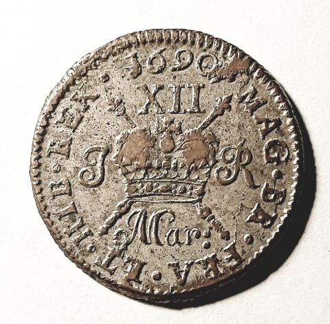 1 шиллинг 1690 Ирландия RARE UNC Англия Великобритания