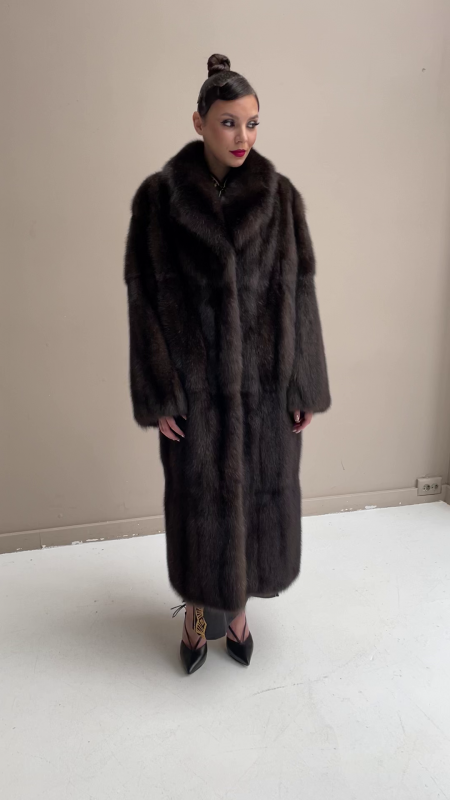 Шуба из элитного седого соболя