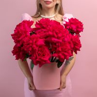 15 французских роз в шляпной коробке (сорт Пинк Флойд)