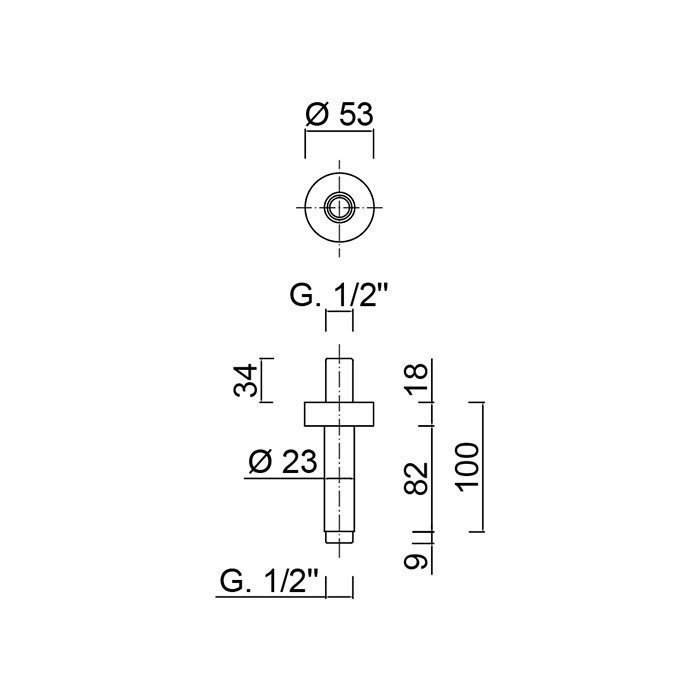 Держатель верхнего душа Giulini Futuro F1762-10 потолочный 10 см, латунь ФОТО